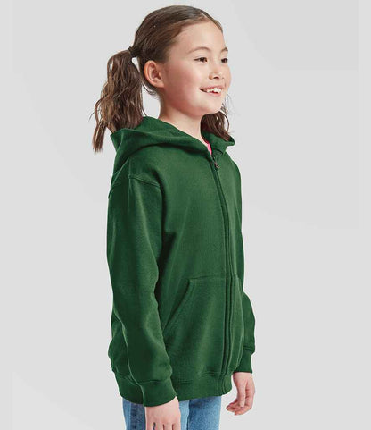 Fruit of the Loom Fruit of the Loom Kids Classic Zip Hooded Sweatshirt Bottle Green