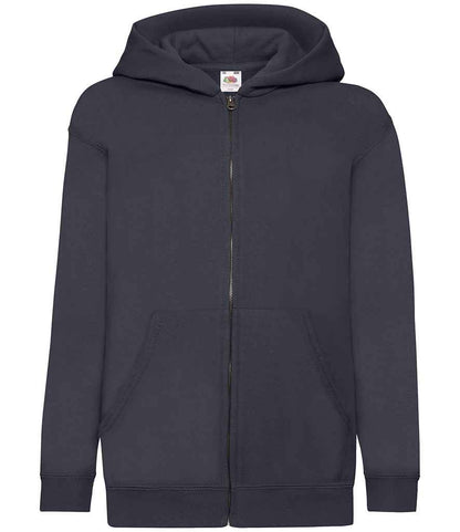 Fruit of the Loom Kids Classic Zip Hooded Sweatshirt in Deep Navy