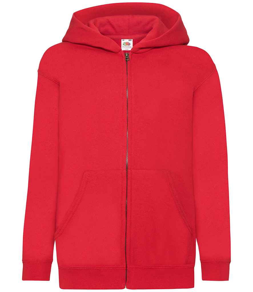 Fruit of the Loom Kids Classic Zip Hooded Sweatshirt in Red