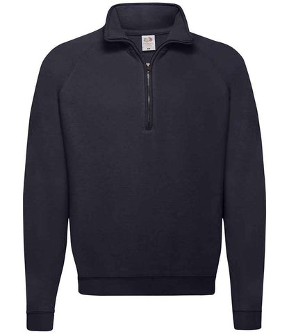 Fruit of the Loom Classic Zip Neck Sweatshirt in Deep Navy
