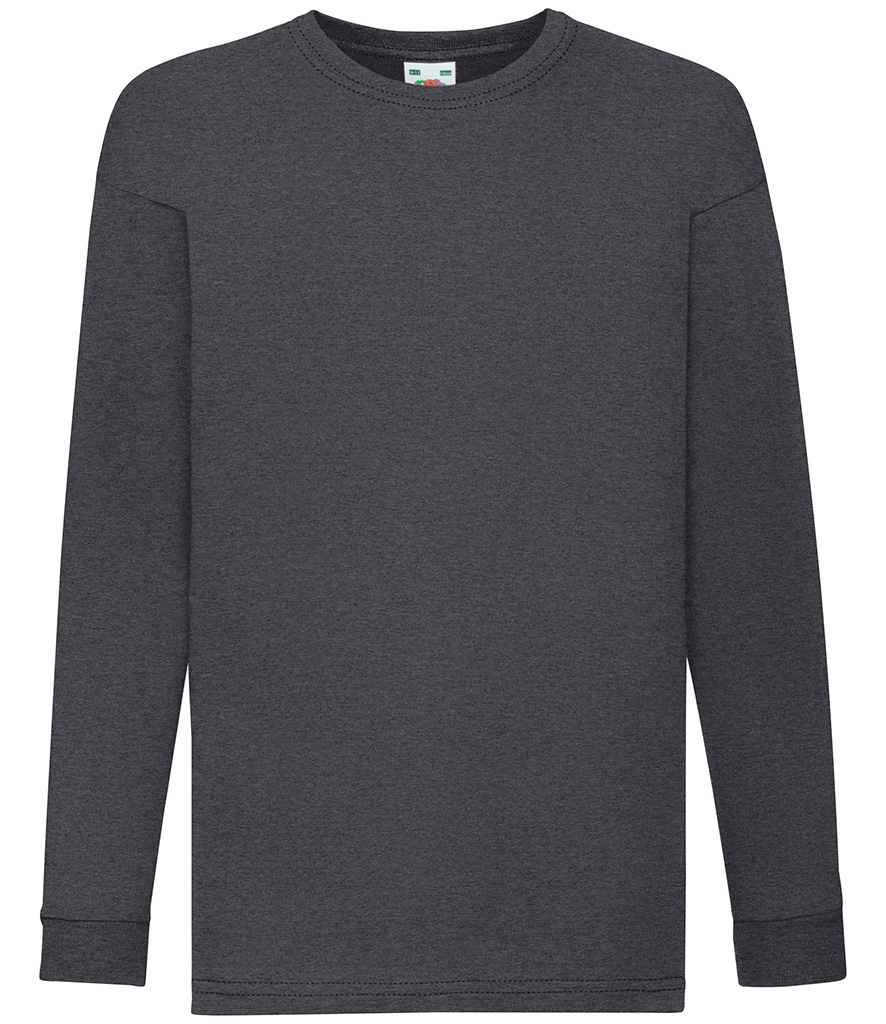 Fruit of the Loom Kids Long Sleeve Value T-Shirt in Dark Heather