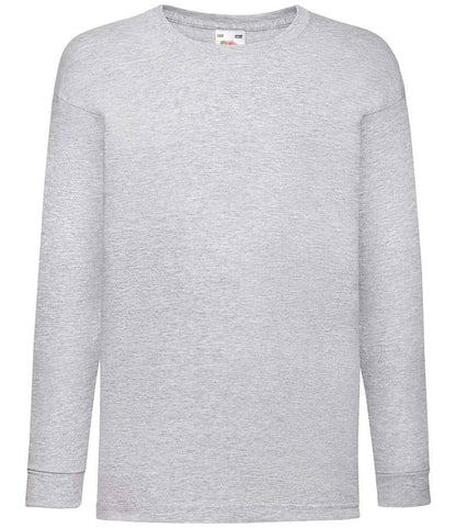 Fruit of the Loom Kids Long Sleeve Value T-Shirt in Heather Grey