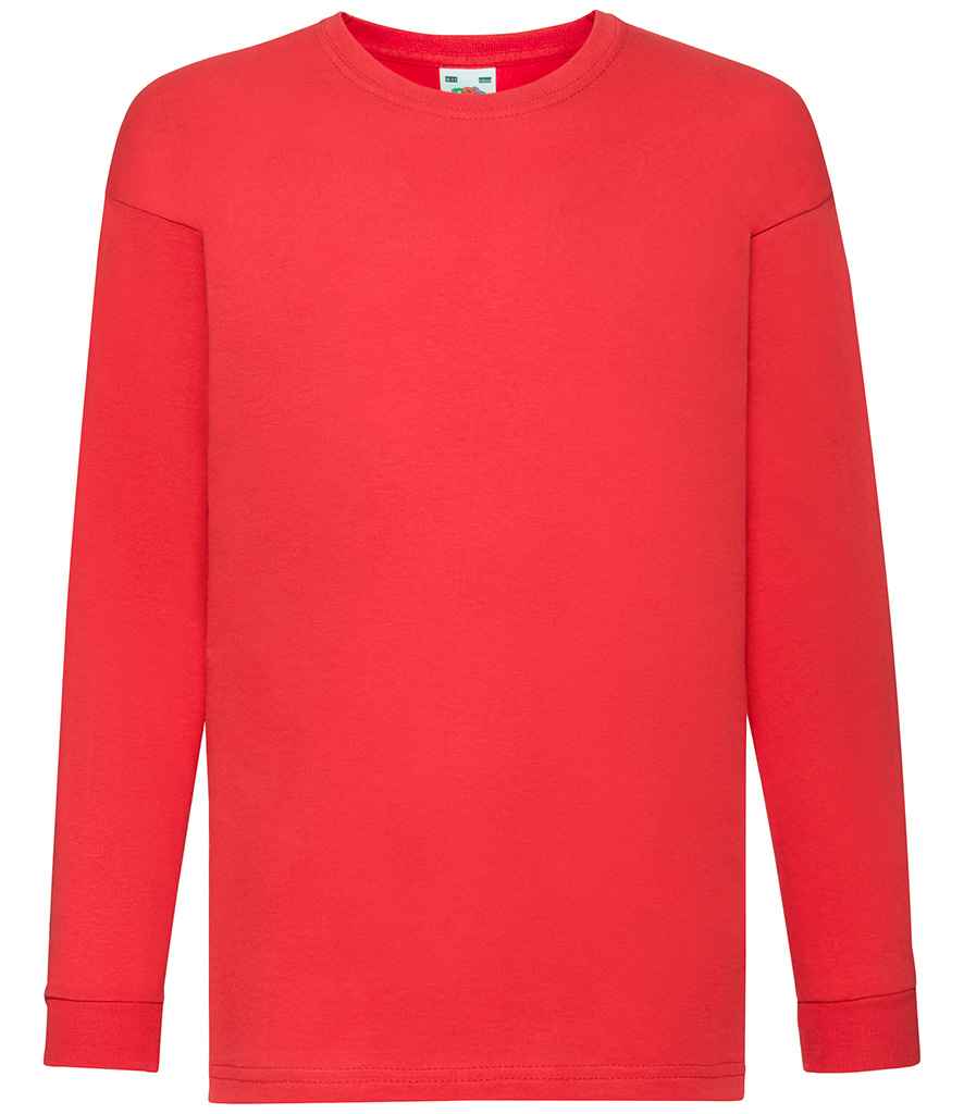 Fruit of the Loom Kids Long Sleeve Value T-Shirt in Red