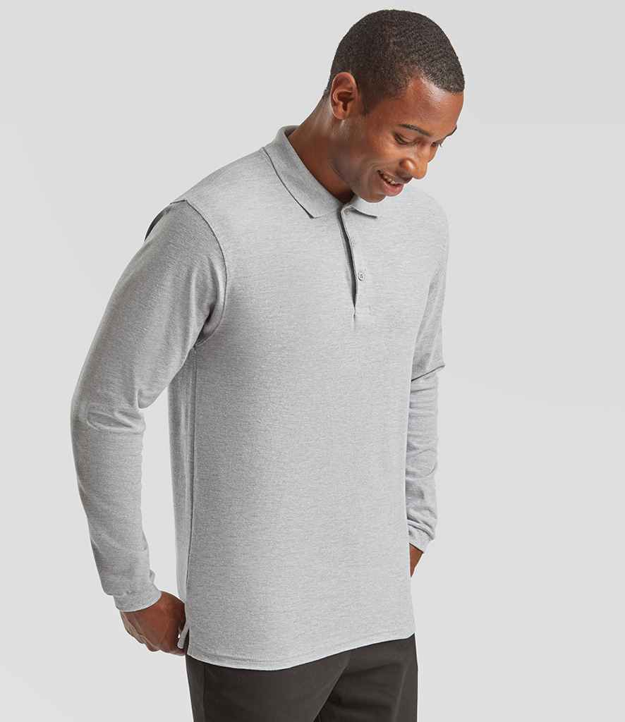 Fruit of the Loom Fruit of the Loom Premium Long Sleeve Cotton Piqué Polo Shirt Athletic Heather