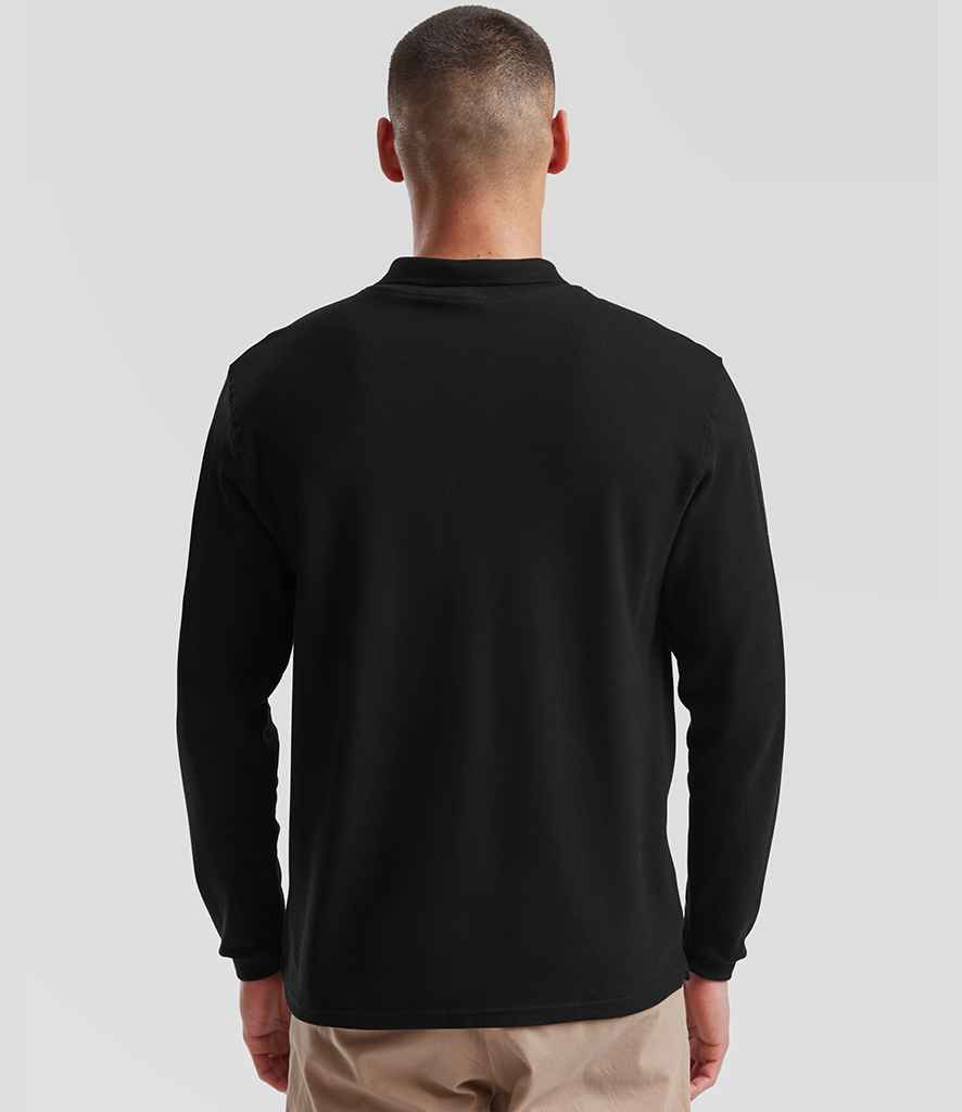 Fruit of the Loom Fruit of the Loom Premium Long Sleeve Cotton Piqué Polo Shirt Black