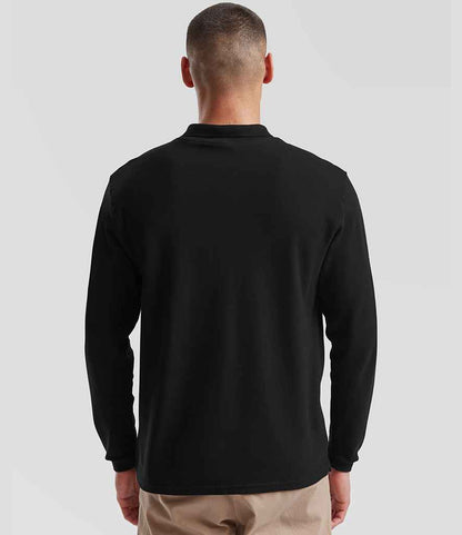 Fruit of the Loom Fruit of the Loom Premium Long Sleeve Cotton Piqué Polo Shirt Black