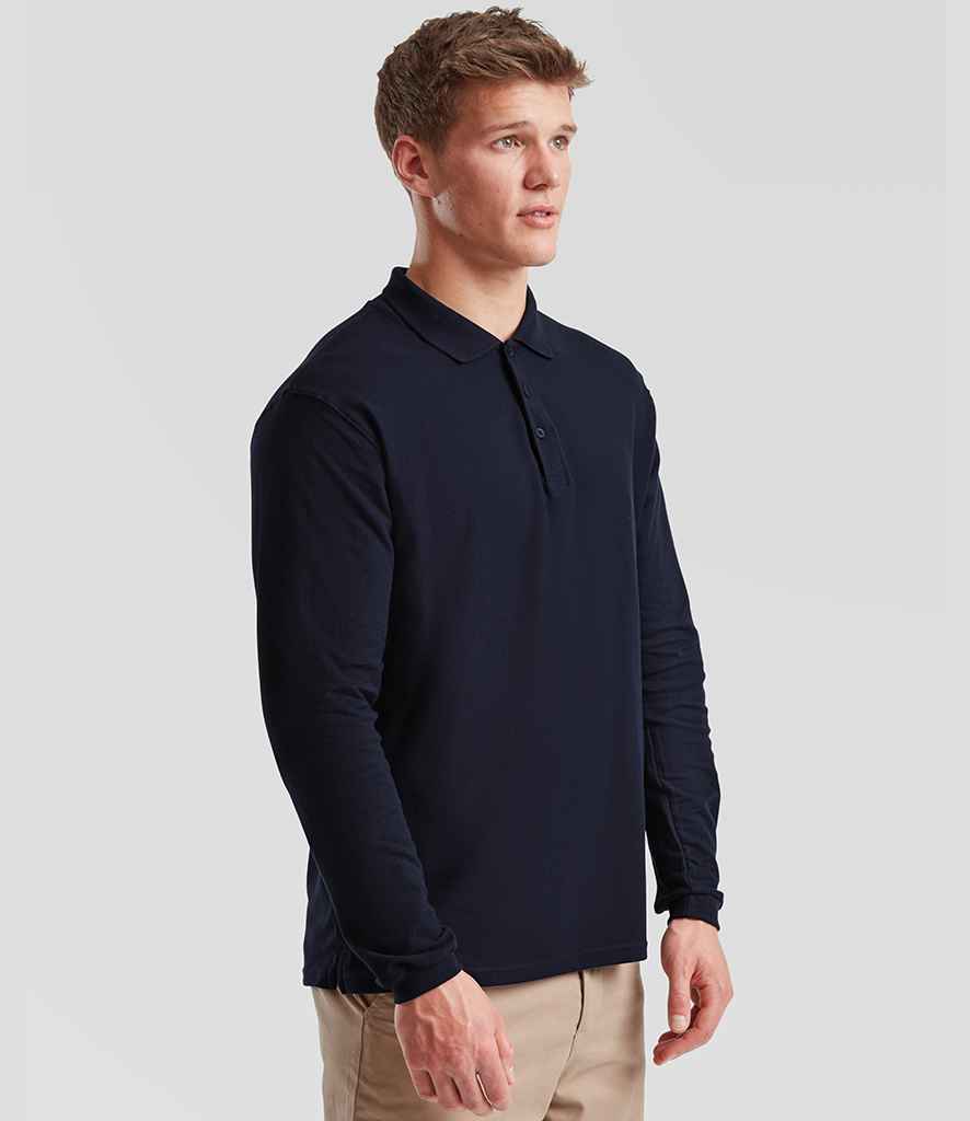 Fruit of the Loom Fruit of the Loom Premium Long Sleeve Cotton Piqué Polo Shirt Deep Navy