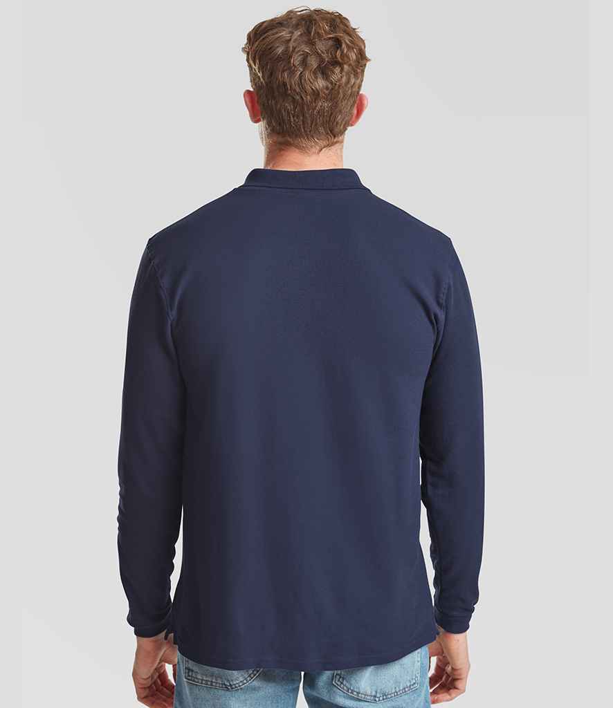 Fruit of the Loom Fruit of the Loom Premium Long Sleeve Cotton Piqué Polo Shirt Navy