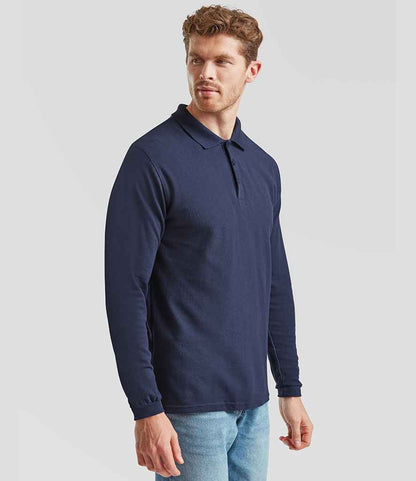 Fruit of the Loom Premium Long Sleeve Cotton Piqué Polo Shirt - model image