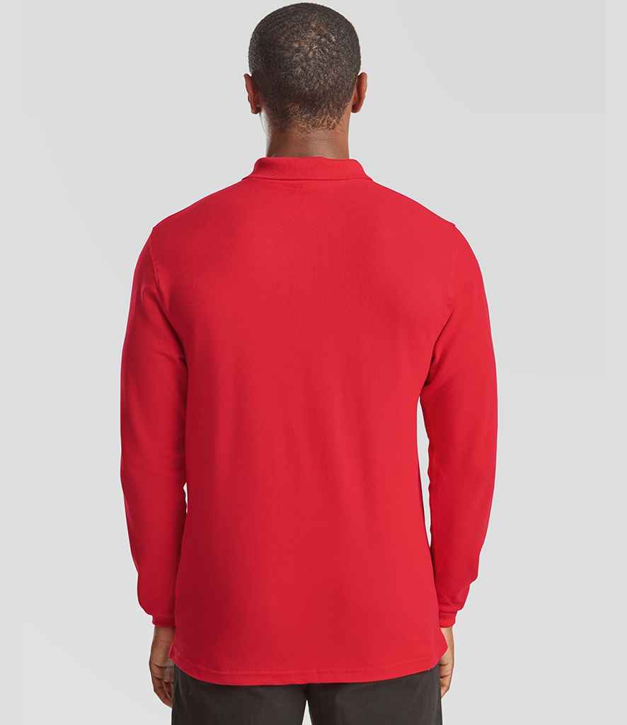 Fruit of the Loom Fruit of the Loom Premium Long Sleeve Cotton Piqué Polo Shirt Red