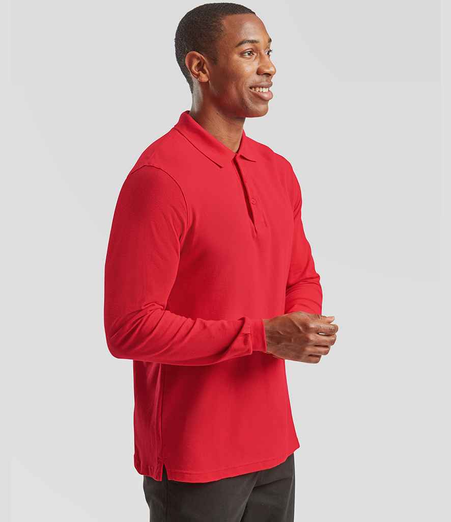 Fruit of the Loom Fruit of the Loom Premium Long Sleeve Cotton Piqué Polo Shirt Red