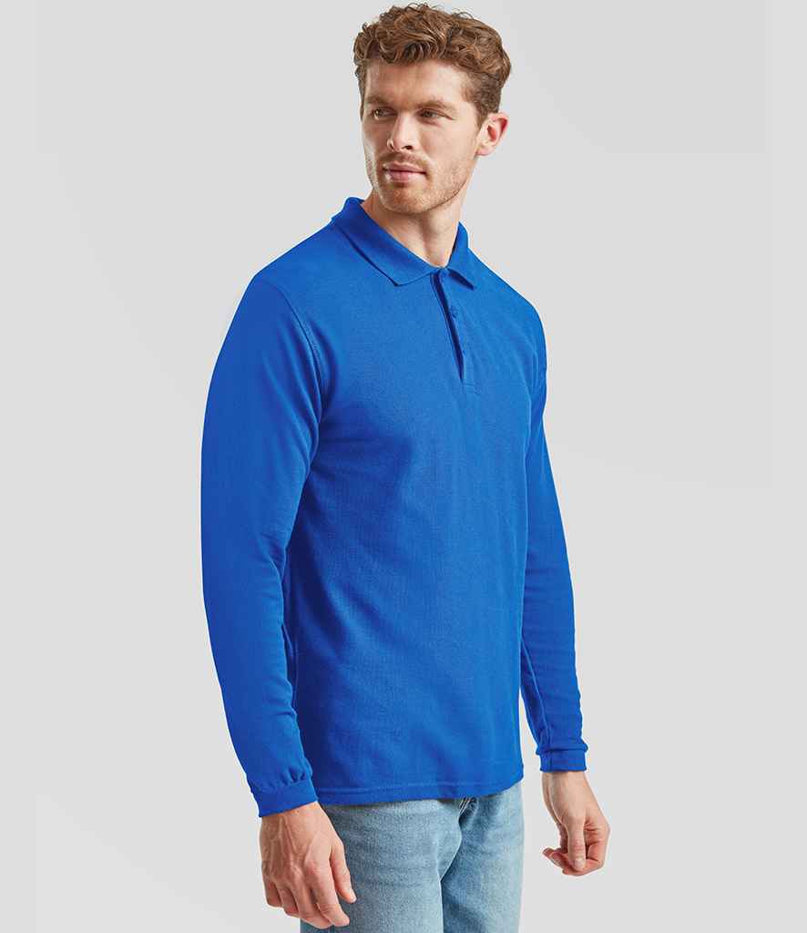 Fruit of the Loom Fruit of the Loom Premium Long Sleeve Cotton Piqué Polo Shirt Royal Blue