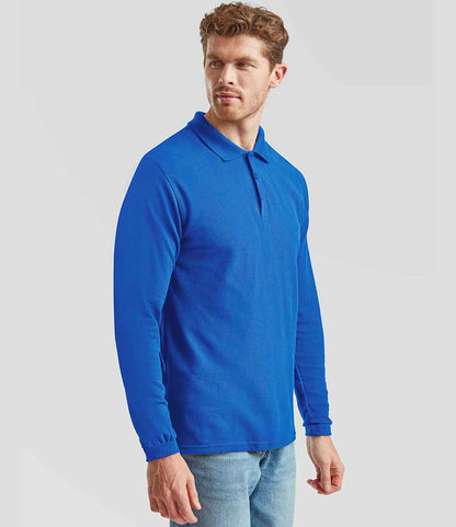 Fruit of the Loom Fruit of the Loom Premium Long Sleeve Cotton Piqué Polo Shirt Royal Blue
