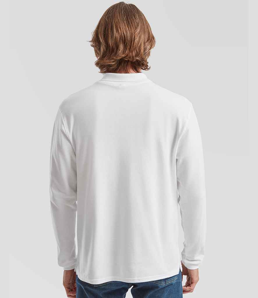 Fruit of the Loom Fruit of the Loom Premium Long Sleeve Cotton Piqué Polo Shirt White