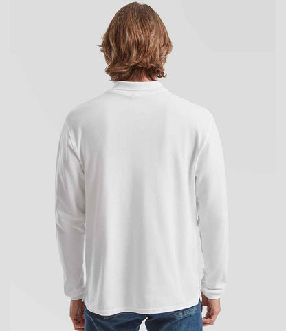 Fruit of the Loom Fruit of the Loom Premium Long Sleeve Cotton Piqué Polo Shirt White
