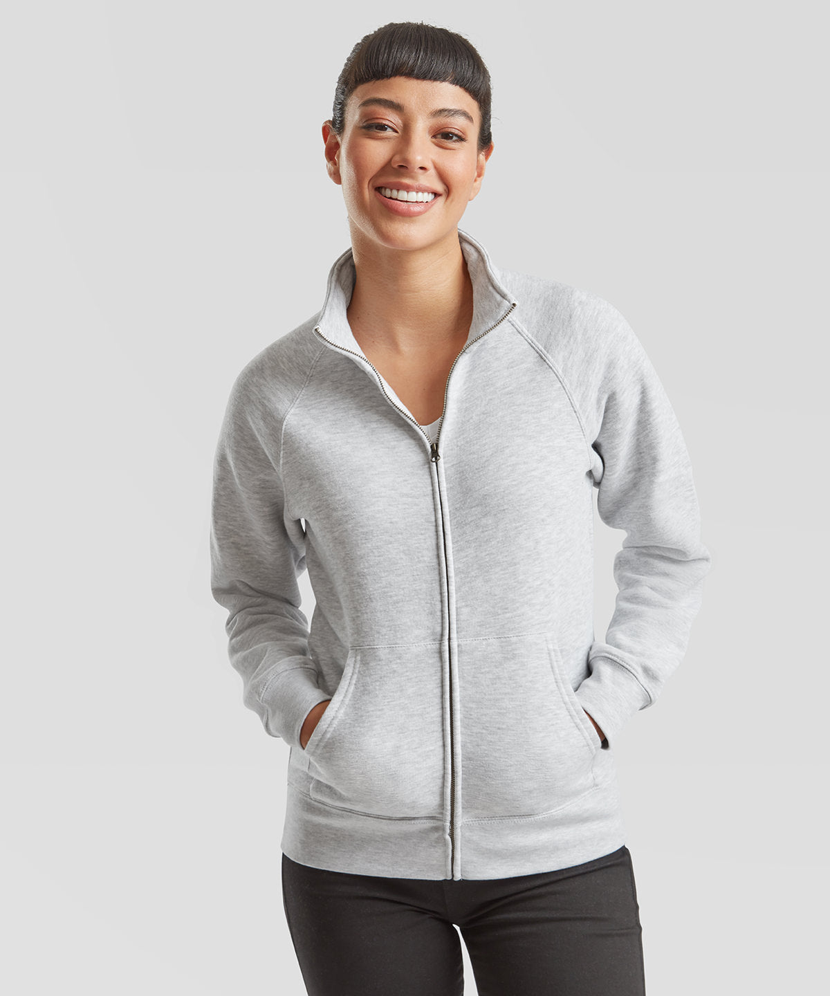 Fruit of the Loom Women's premium 70/30 sweatshirt jacket Black