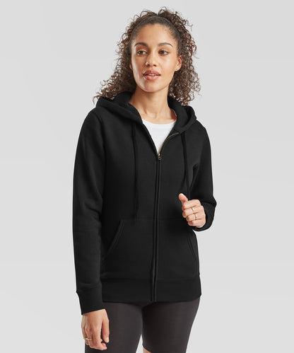 Fruit of the Loom Women's premium 70/30 hooded sweatshirt jacket Black