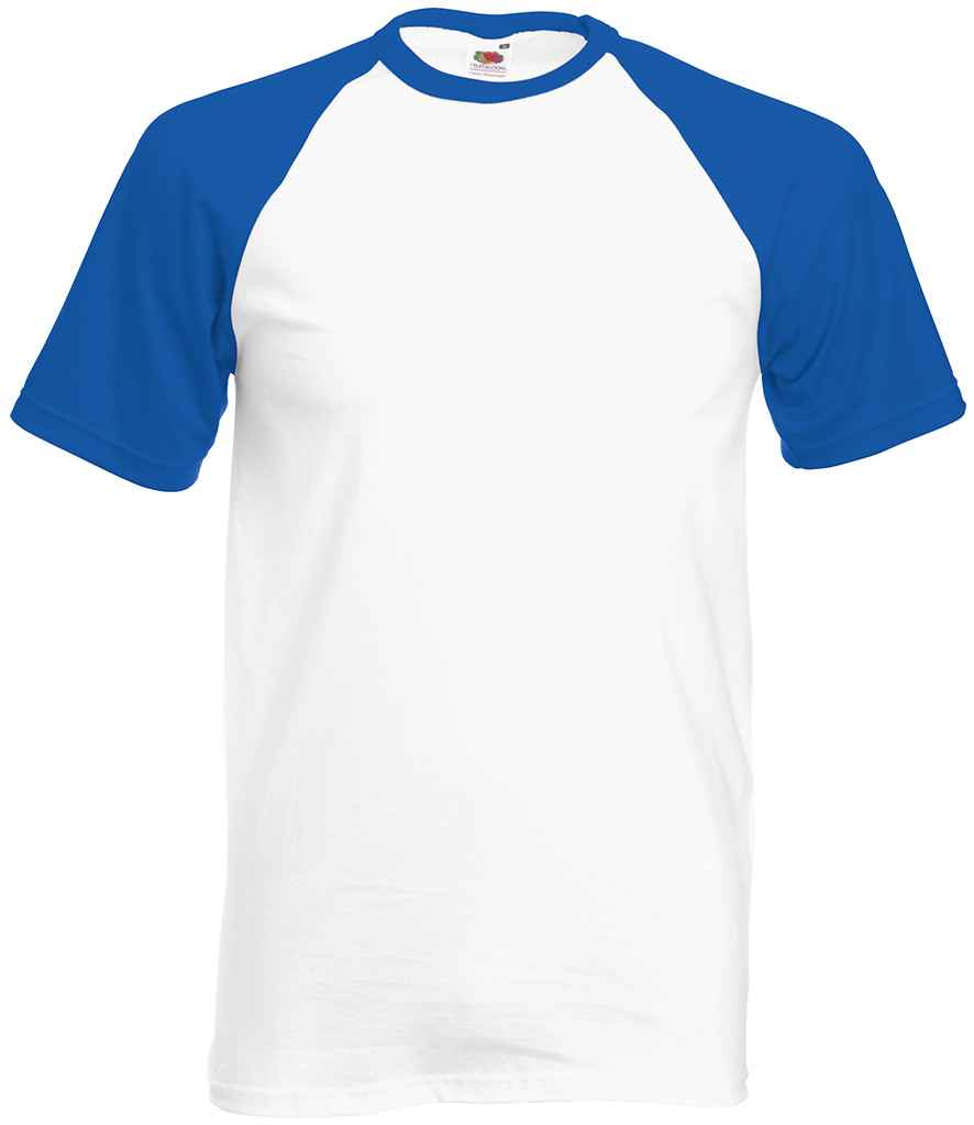 Fruit of the Loom Contrast Baseball T-Shirt in White/Royal Blue