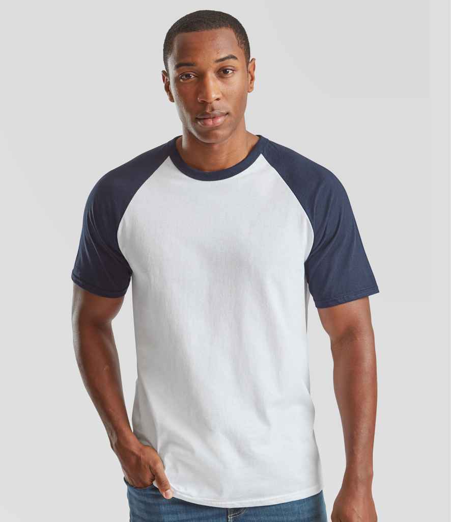 Fruit of the Loom Fruit of the Loom Contrast Baseball T-Shirt White/Deep Navy