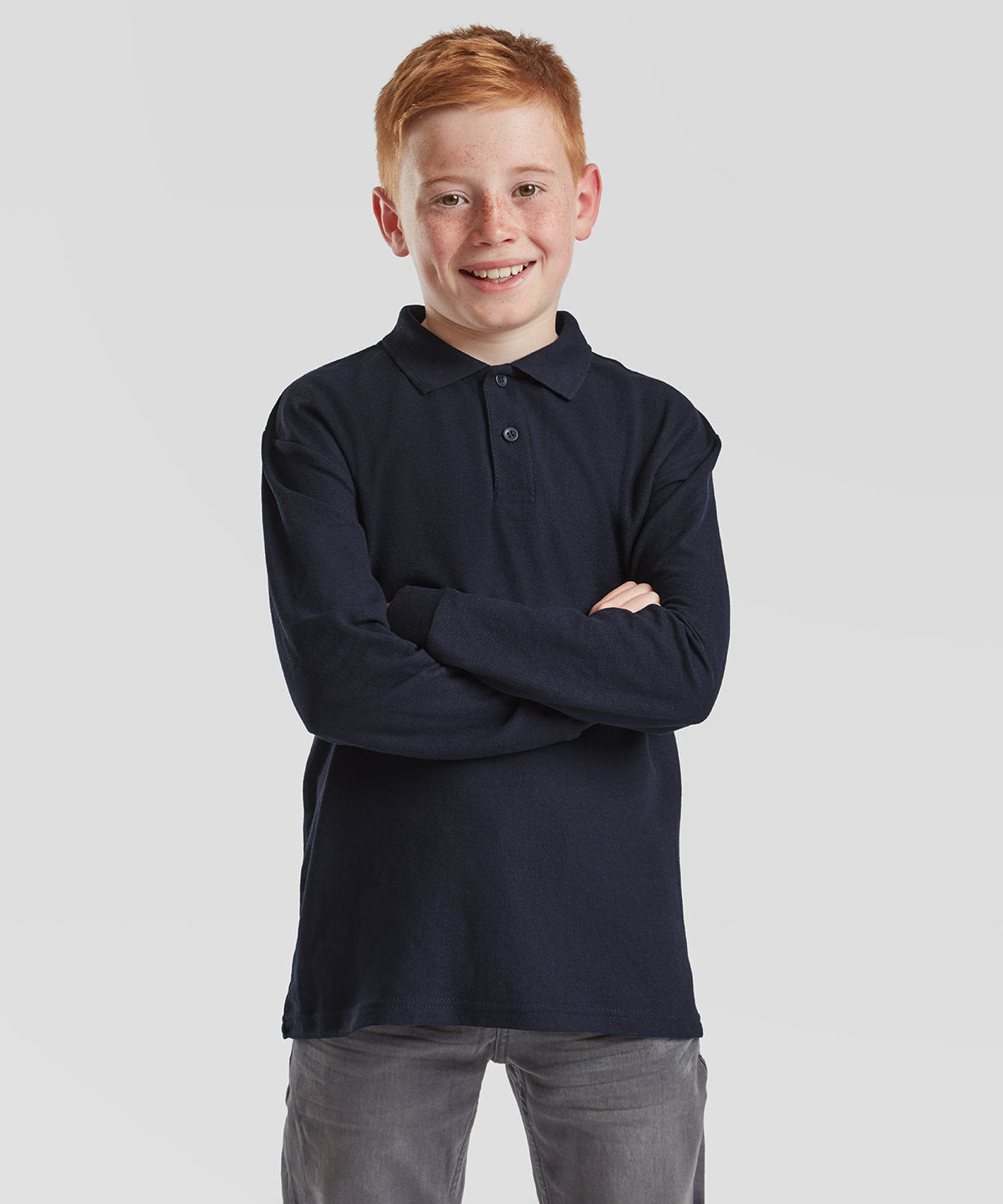Fruit of the Loom Kids long sleeve 65/35 polo Deep Navy