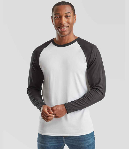 Fruit of the Loom Fruit of the Loom Contrast Long Sleeve Baseball T-Shirt
