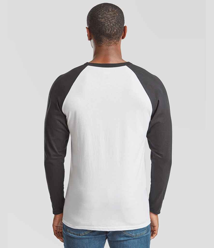 Fruit of the Loom Fruit of the Loom Contrast Long Sleeve Baseball T-Shirt White/Black