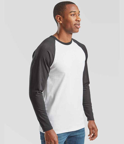 Fruit of the Loom Fruit of the Loom Contrast Long Sleeve Baseball T-Shirt White/Black
