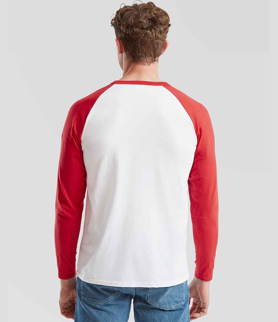 Fruit of the Loom Fruit of the Loom Contrast Long Sleeve Baseball T-Shirt White/Red