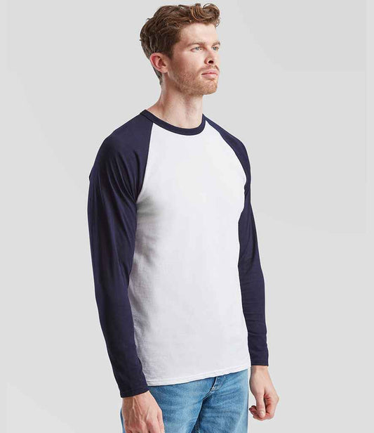 Fruit of the Loom Contrast Long Sleeve Baseball T-Shirt - model image