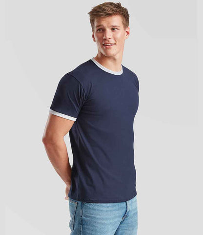 Fruit of the Loom Fruit of the Loom Contrast Ringer T-Shirt Navy/White