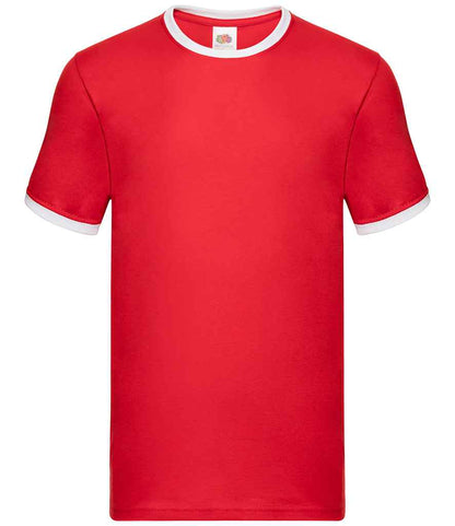 Fruit of the Loom Contrast Ringer T-Shirt in Red/White