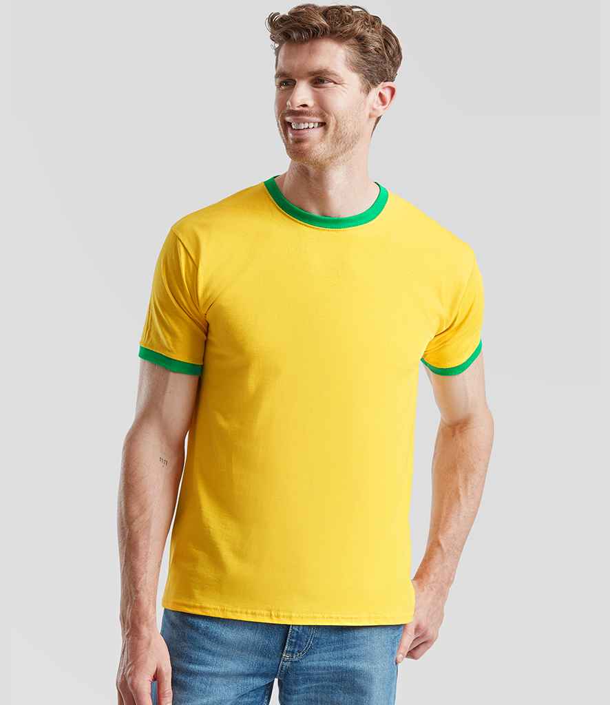 Fruit of the Loom Fruit of the Loom Contrast Ringer T-Shirt Sunflower/Kelly Green