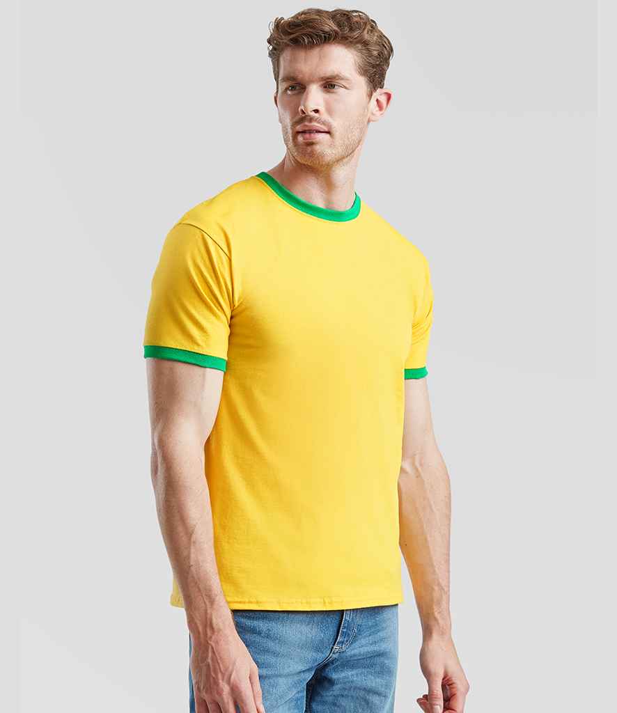 Fruit of the Loom Fruit of the Loom Contrast Ringer T-Shirt Sunflower/Kelly Green