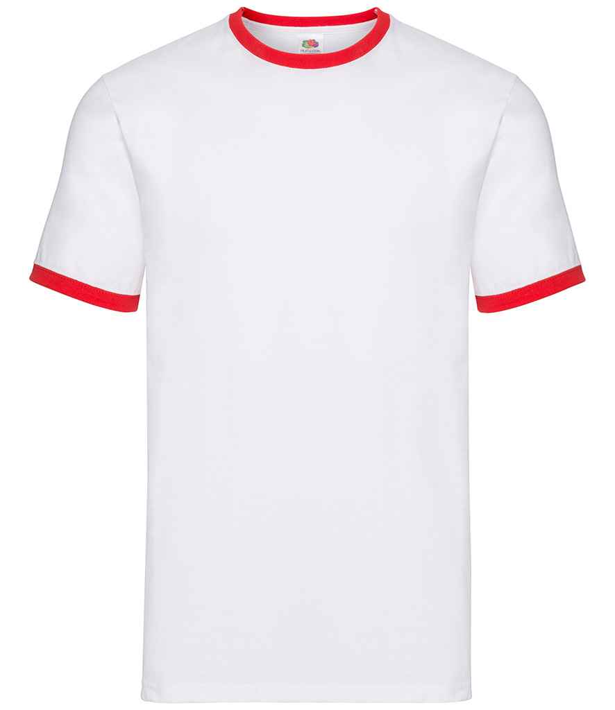 Fruit of the Loom Contrast Ringer T-Shirt in White/Red