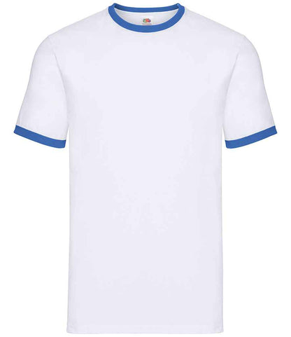 Fruit of the Loom Contrast Ringer T-Shirt in White/Royal Blue