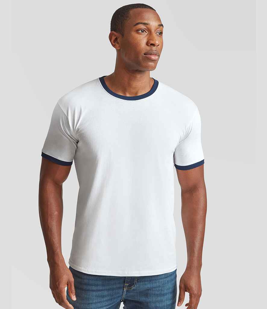 Fruit of the Loom Fruit of the Loom Contrast Ringer T-Shirt White/Navy