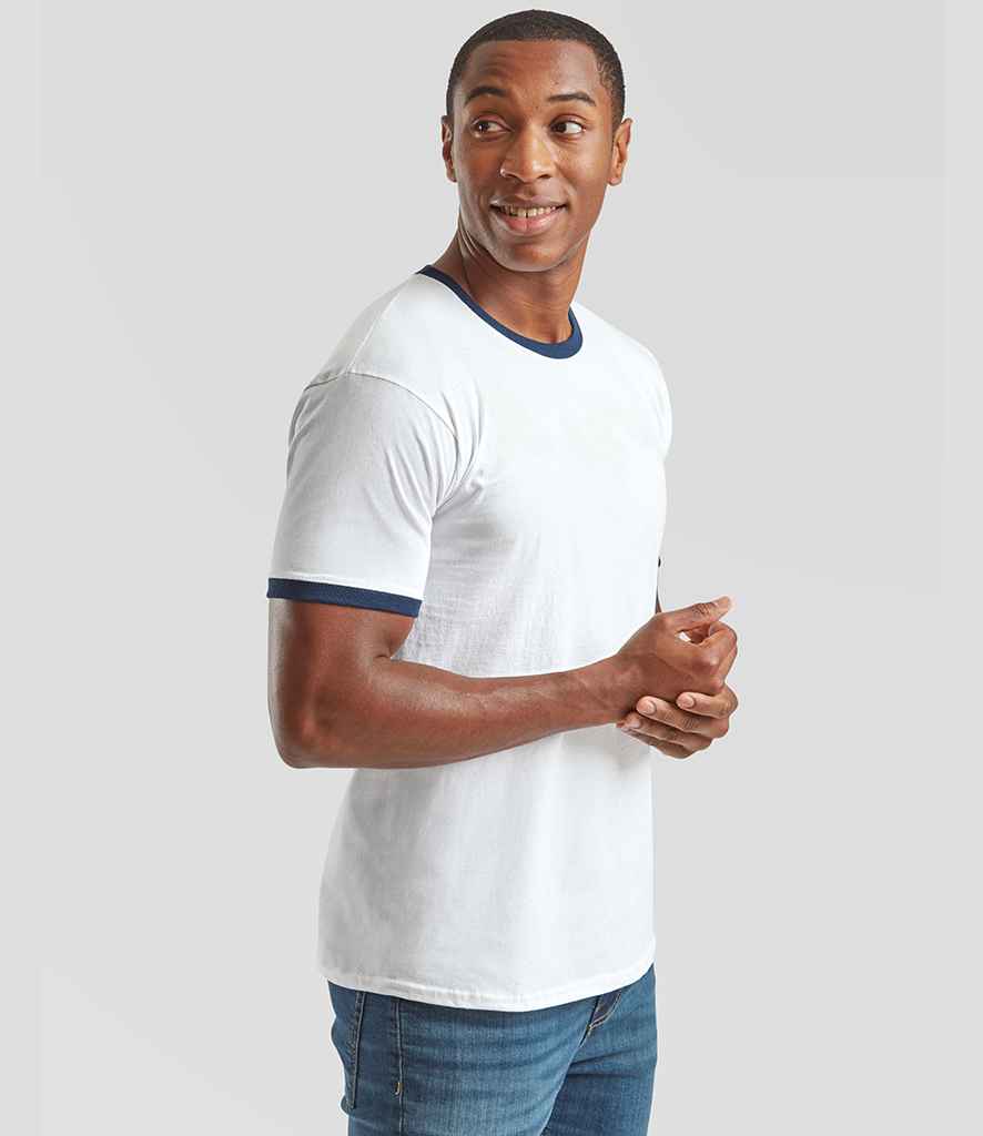 Fruit of the Loom Fruit of the Loom Contrast Ringer T-Shirt White/Navy