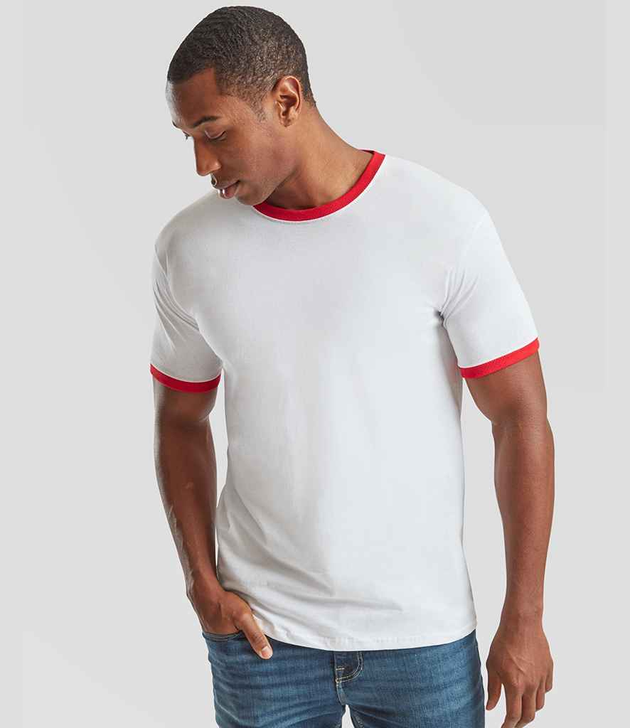 Fruit of the Loom Fruit of the Loom Contrast Ringer T-Shirt White/Red