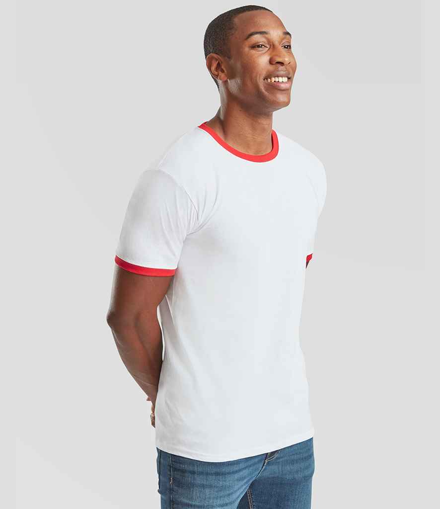 Fruit of the Loom Fruit of the Loom Contrast Ringer T-Shirt White/Red