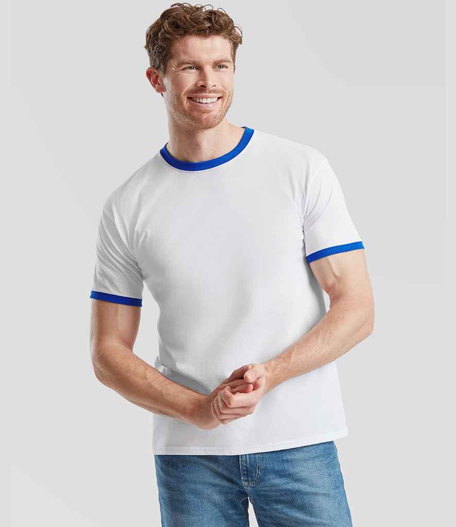 Fruit of the Loom Fruit of the Loom Contrast Ringer T-Shirt White/Royal Blue