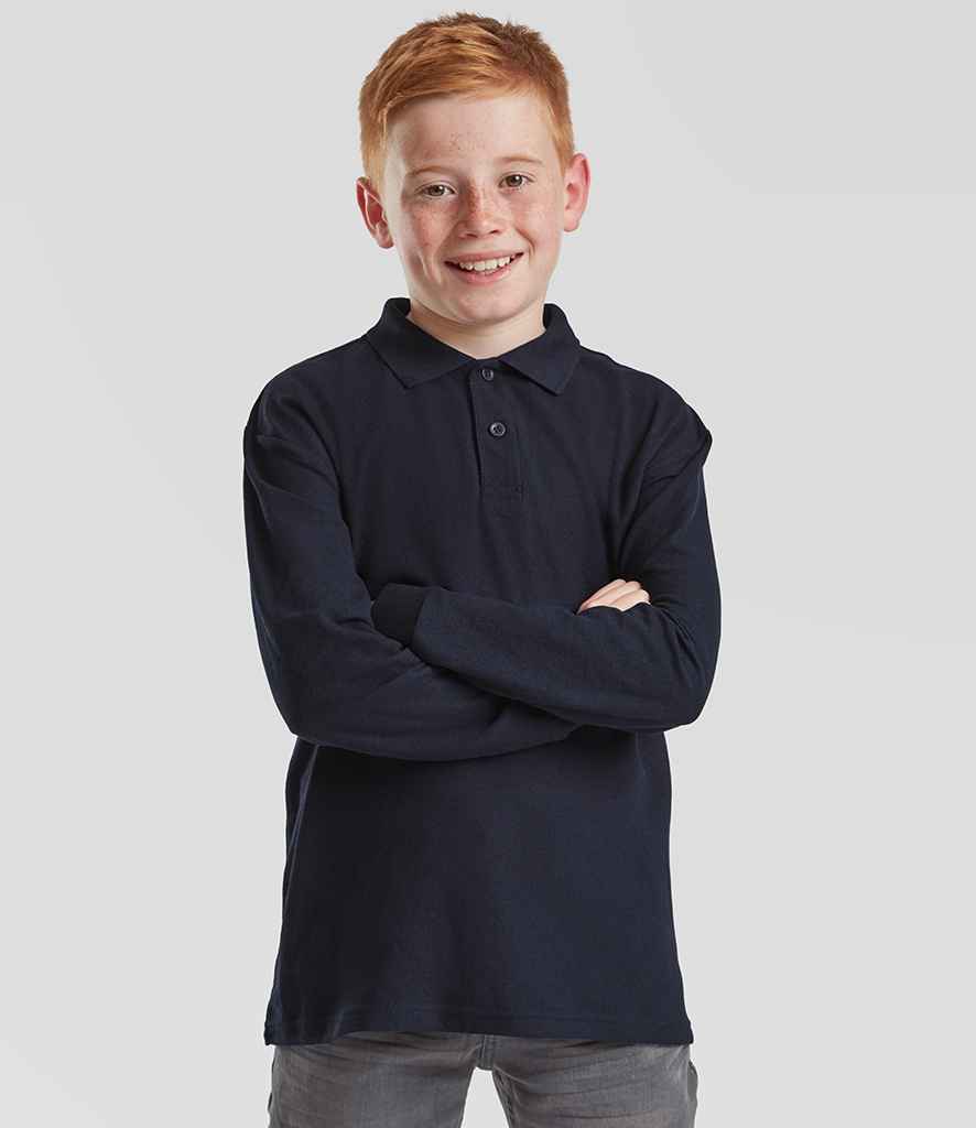 Fruit of the Loom Fruit of the Loom Kids Long Sleeve Poly/Cotton Piqué Polo Shirt Deep Navy