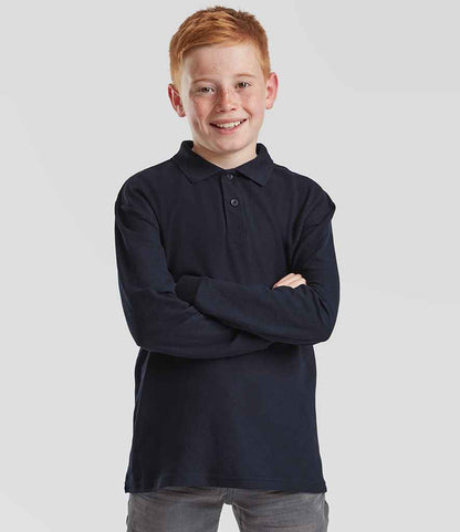Fruit of the Loom Fruit of the Loom Kids Long Sleeve Poly/Cotton Piqué Polo Shirt Deep Navy