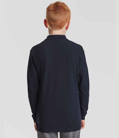 Fruit of the Loom Fruit of the Loom Kids Long Sleeve Poly/Cotton Piqué Polo Shirt Deep Navy