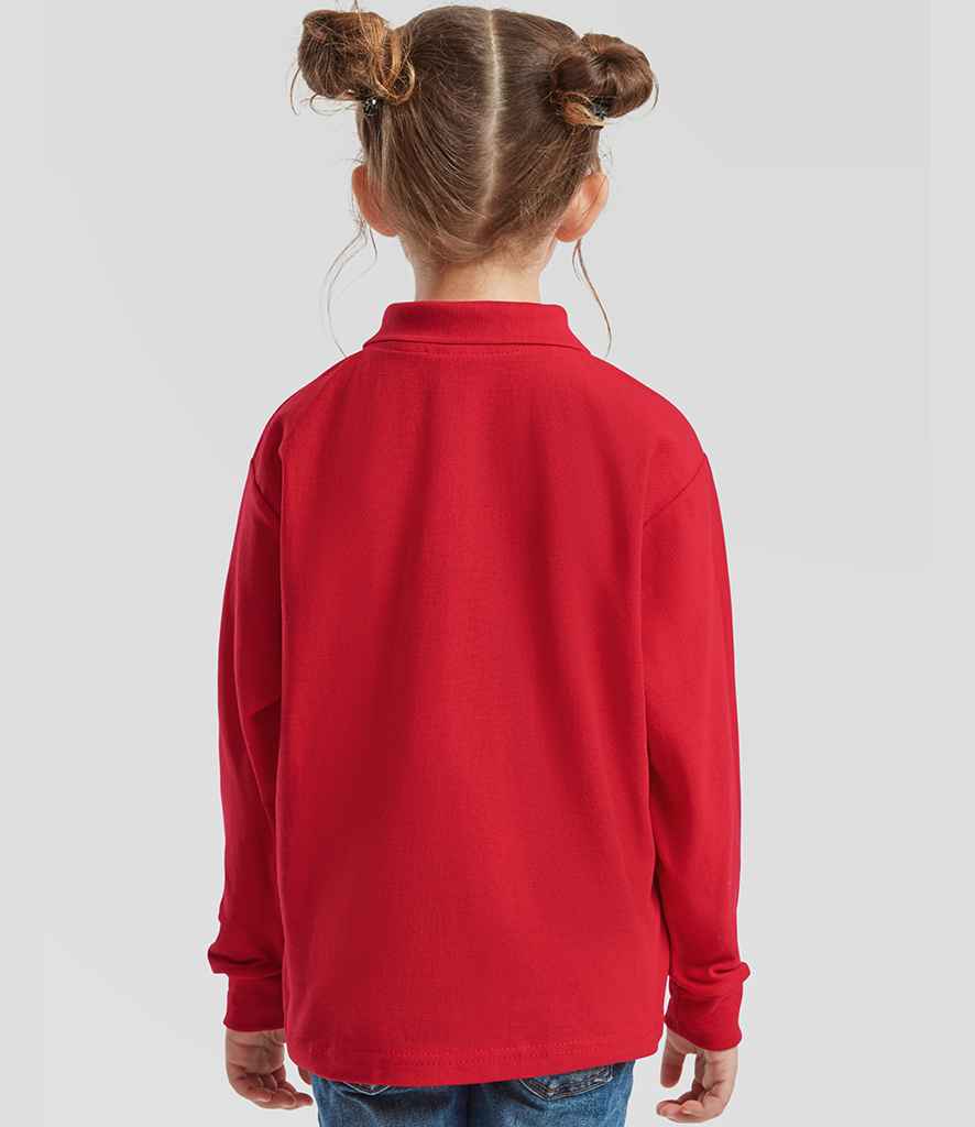 Fruit of the Loom Fruit of the Loom Kids Long Sleeve Poly/Cotton Piqué Polo Shirt Red