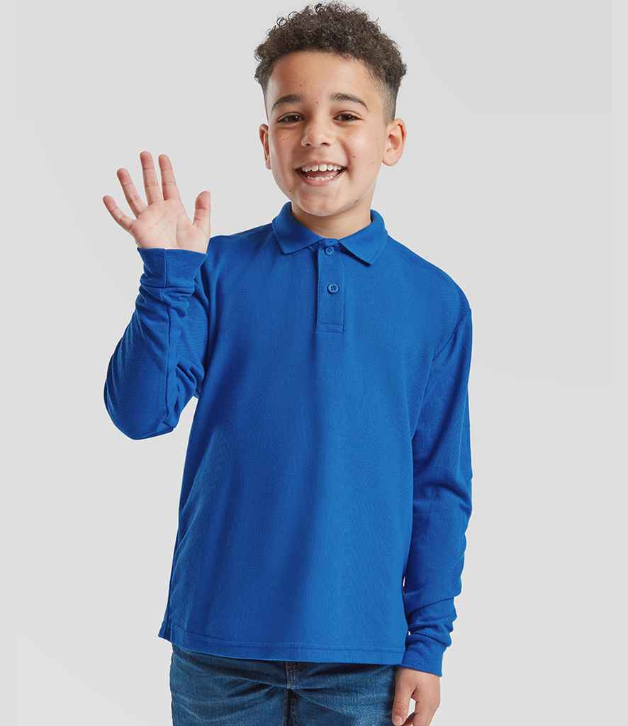 Fruit of the Loom Fruit of the Loom Kids Long Sleeve Poly/Cotton Piqué Polo Shirt Royal Blue