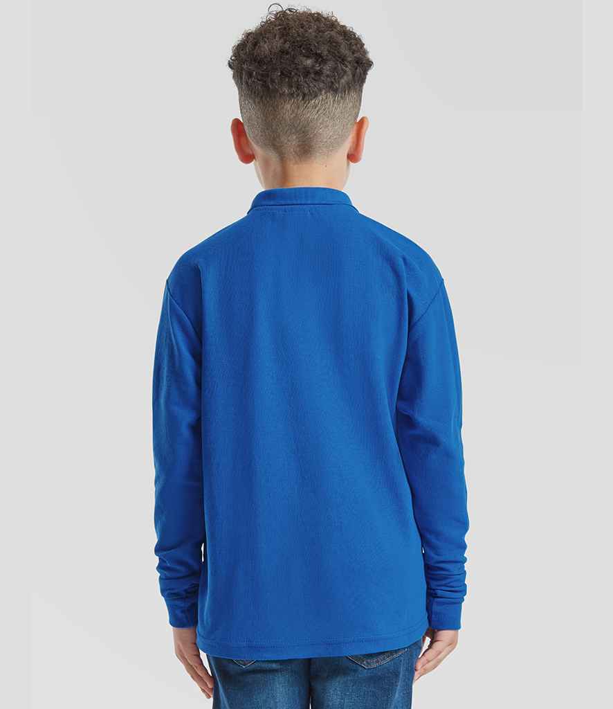 Fruit of the Loom Fruit of the Loom Kids Long Sleeve Poly/Cotton Piqué Polo Shirt Royal Blue
