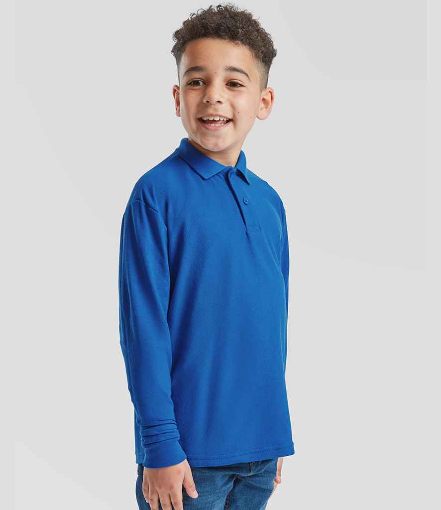 Fruit of the Loom Fruit of the Loom Kids Long Sleeve Poly/Cotton Piqué Polo Shirt Royal Blue