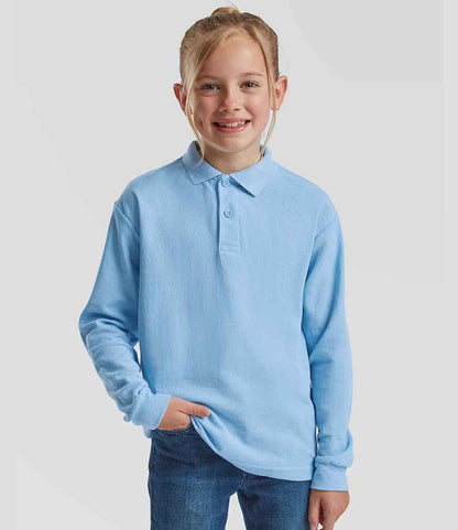 Fruit of the Loom Kids Long Sleeve Poly/Cotton Piqué Polo Shirt