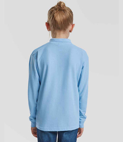 Fruit of the Loom Fruit of the Loom Kids Long Sleeve Poly/Cotton Piqué Polo Shirt Sky Blue
