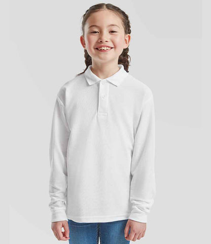 Fruit of the Loom Kids Long Sleeve Poly/Cotton Piqué Polo Shirt
